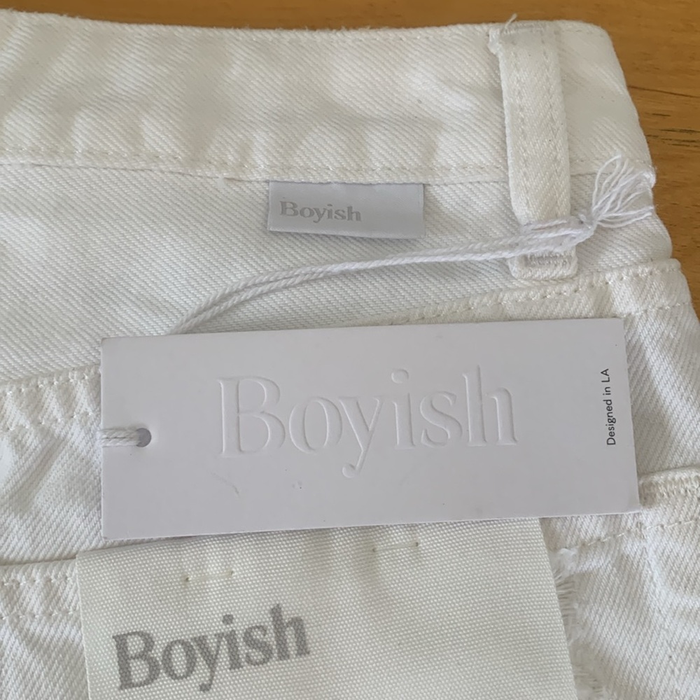Boyish Anthropologie Corey Jean Skirt White Denim 26 High Rise Mini Royal Weddng - Picture 4 of 16